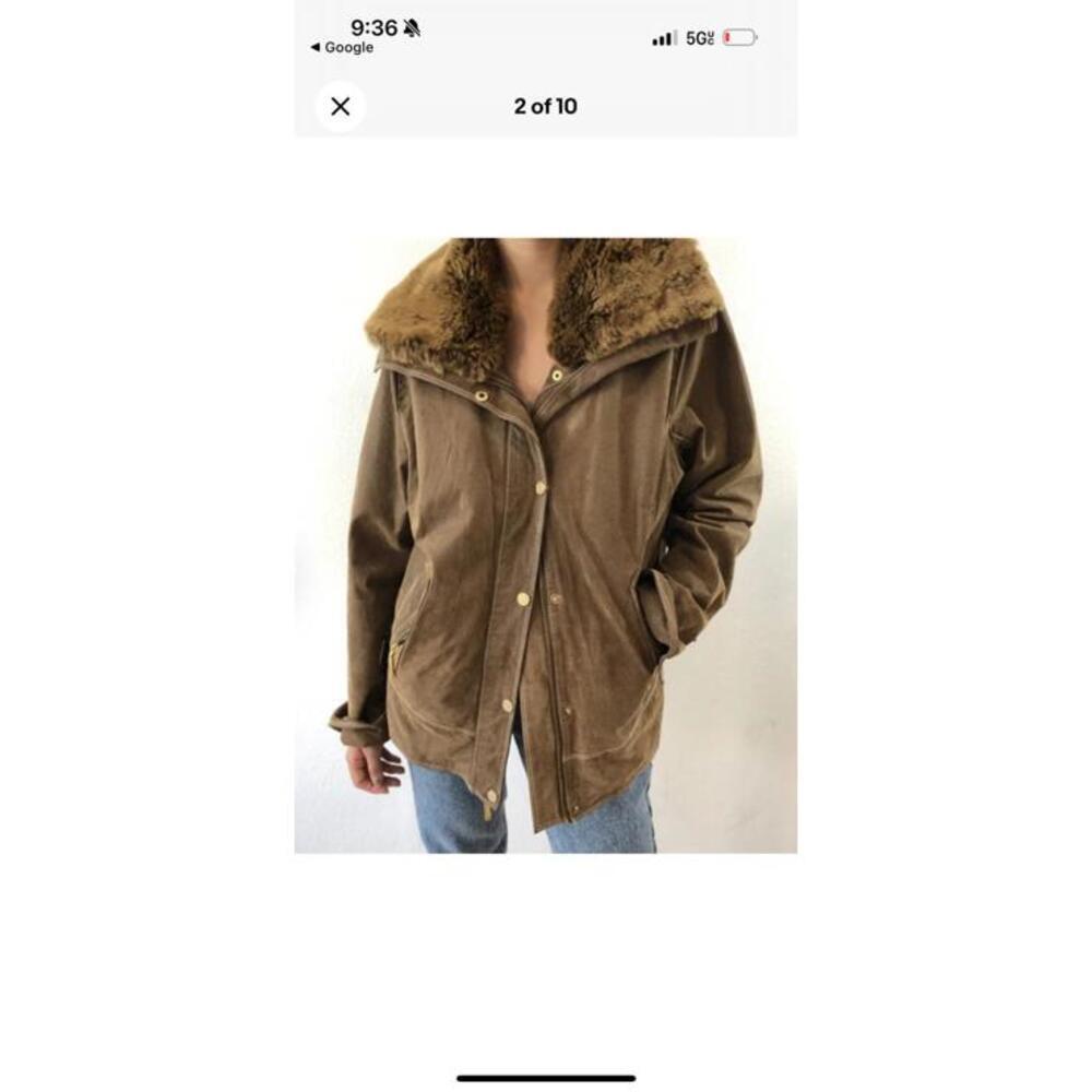 NWT VINTAGE Bradley Bayou Genuine Suede Brown Faux Fur Collar Jacket sz L